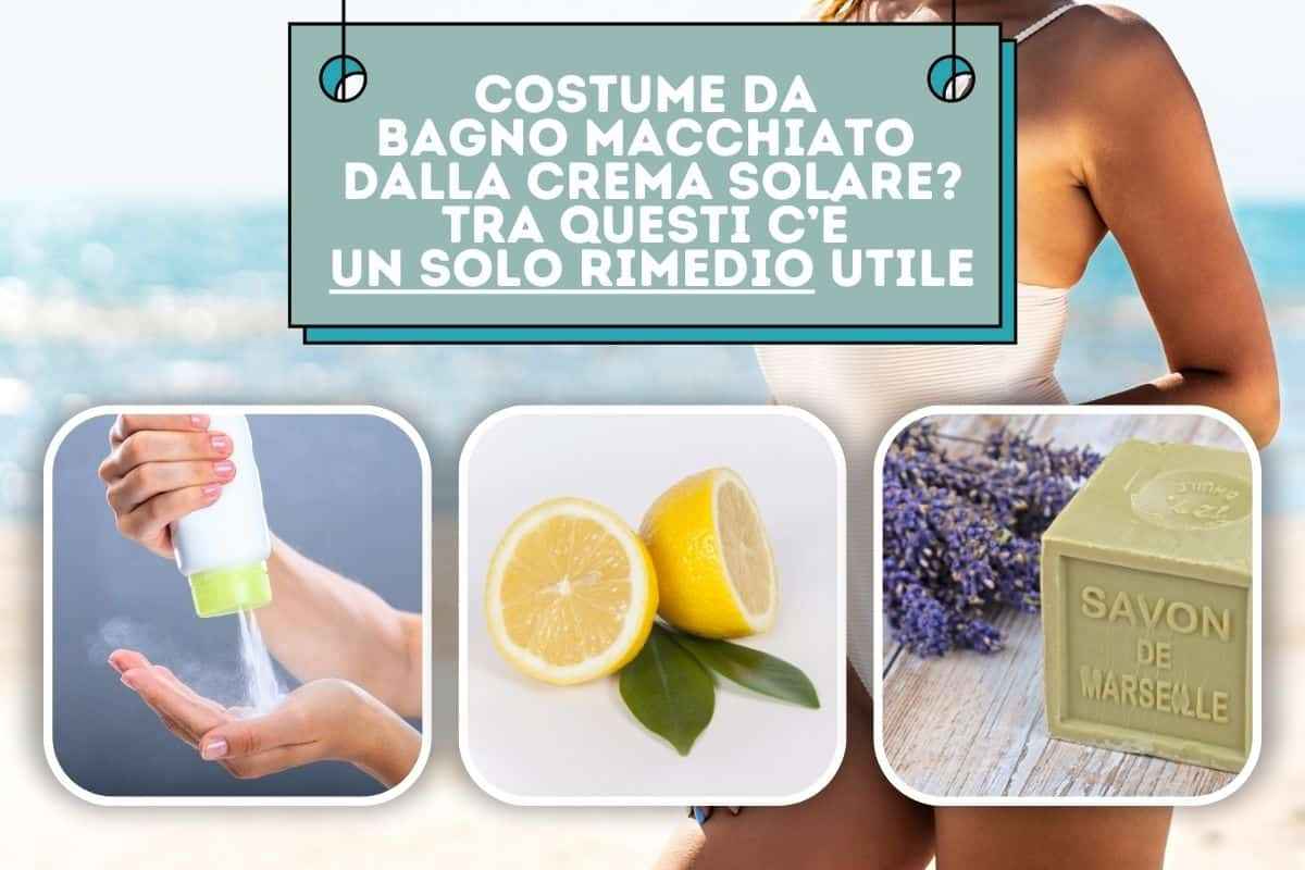 eliminare macchie crema dal costume